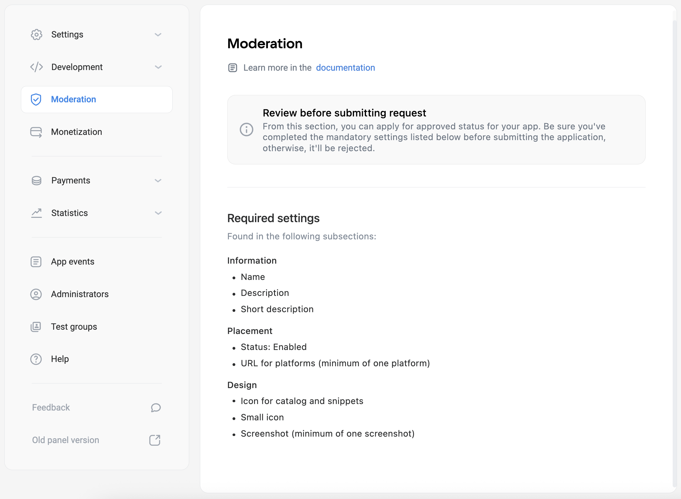 Required settings aren't specified